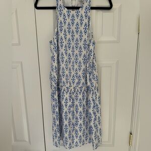 Joie Dress -Ikat Blue and White Patterned Dress